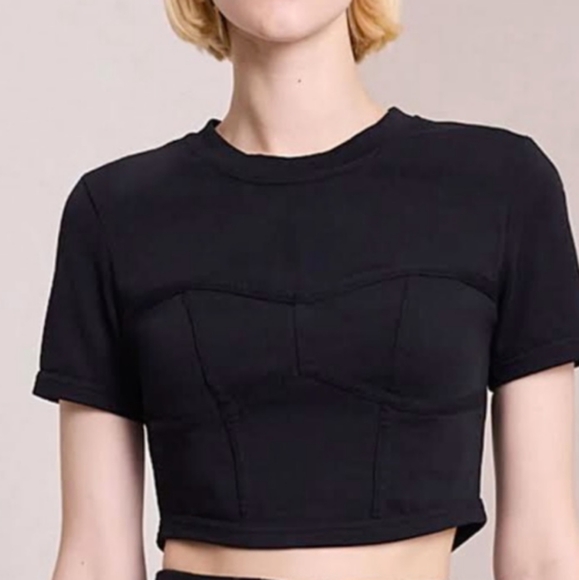 A.L.C. Tops - A.L.C. Black Cropped Corset Tee